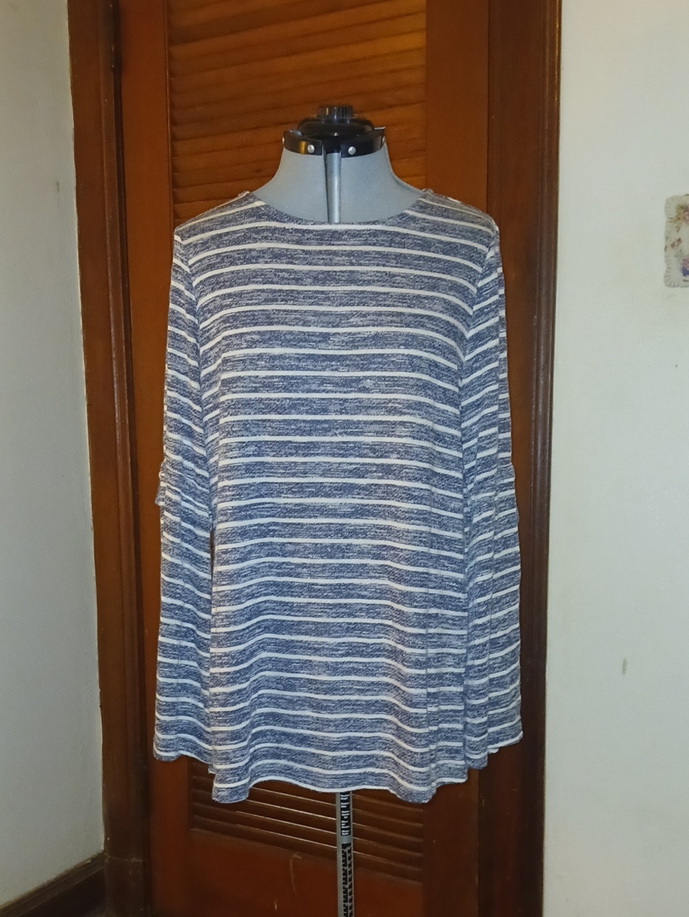 Suzanne Betro Navy and White Striped Tunic Top